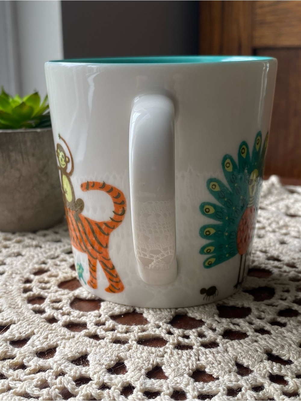 Ceramic Animal Stack Mug in Teal & Orange - Picture 3 of 7